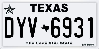 TX license plate DYV6931