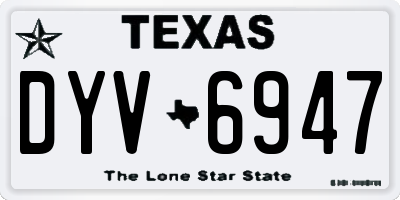 TX license plate DYV6947