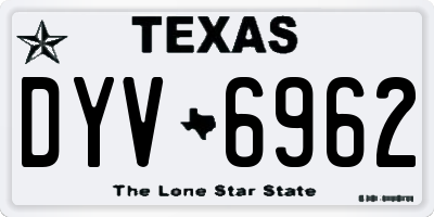 TX license plate DYV6962