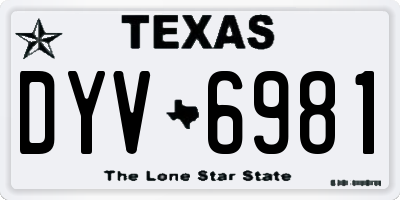 TX license plate DYV6981
