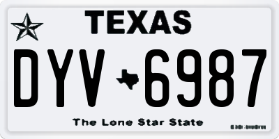 TX license plate DYV6987