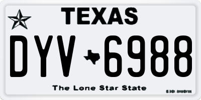 TX license plate DYV6988
