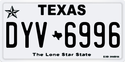 TX license plate DYV6996