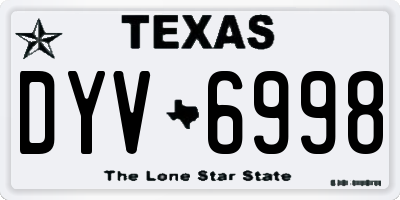 TX license plate DYV6998