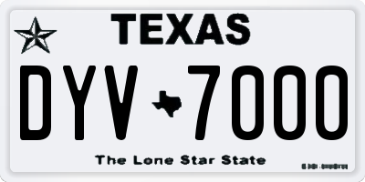 TX license plate DYV7000