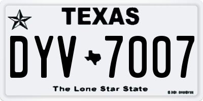 TX license plate DYV7007