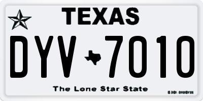 TX license plate DYV7010