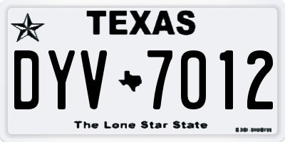 TX license plate DYV7012