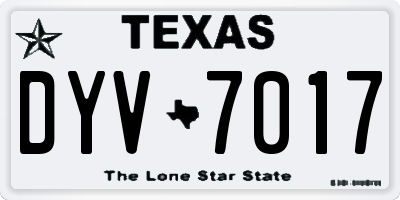 TX license plate DYV7017