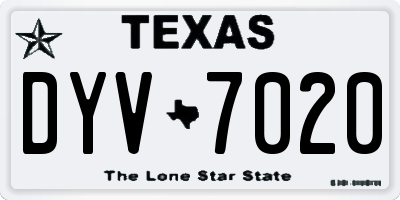 TX license plate DYV7020