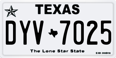 TX license plate DYV7025