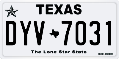 TX license plate DYV7031