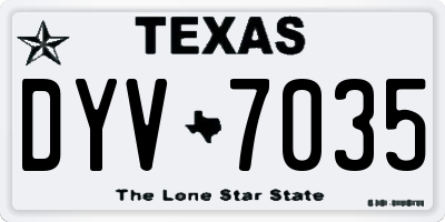 TX license plate DYV7035