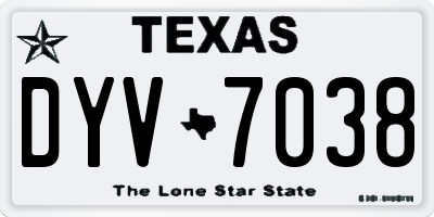 TX license plate DYV7038