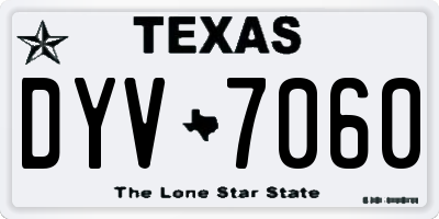 TX license plate DYV7060
