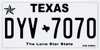 TX license plate DYV7070