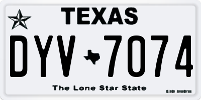 TX license plate DYV7074
