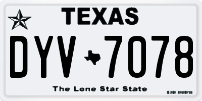 TX license plate DYV7078