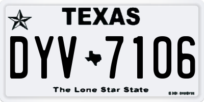 TX license plate DYV7106