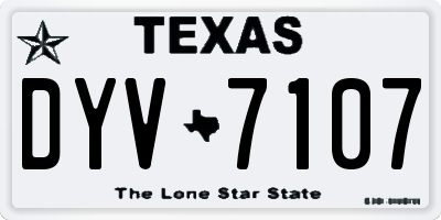 TX license plate DYV7107