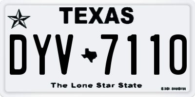 TX license plate DYV7110