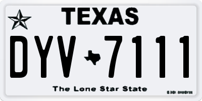 TX license plate DYV7111