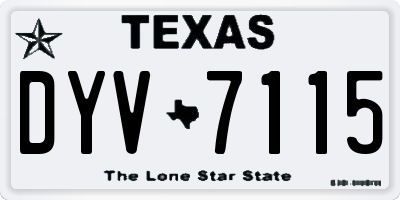 TX license plate DYV7115