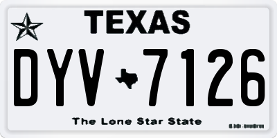TX license plate DYV7126