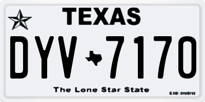 TX license plate DYV7170