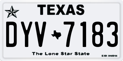 TX license plate DYV7183