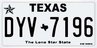 TX license plate DYV7196
