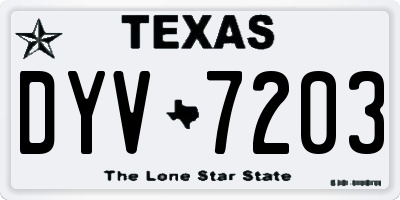 TX license plate DYV7203