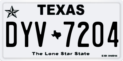 TX license plate DYV7204