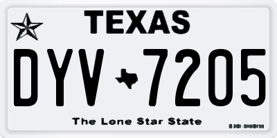 TX license plate DYV7205