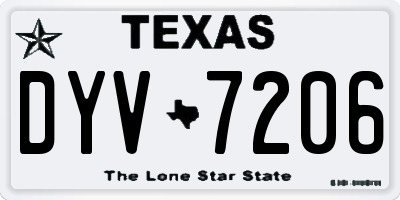 TX license plate DYV7206
