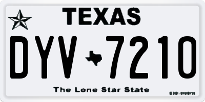 TX license plate DYV7210