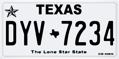TX license plate DYV7234