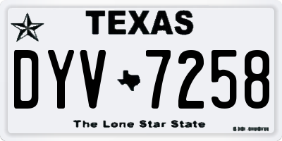 TX license plate DYV7258