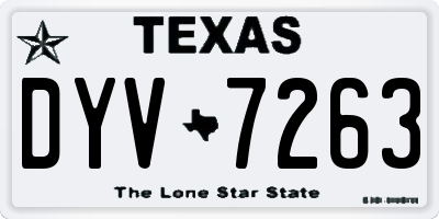 TX license plate DYV7263
