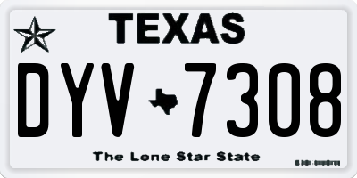 TX license plate DYV7308