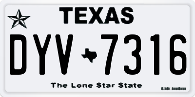 TX license plate DYV7316