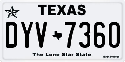 TX license plate DYV7360