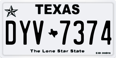 TX license plate DYV7374