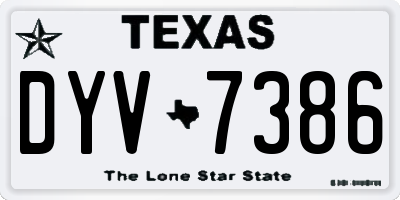 TX license plate DYV7386