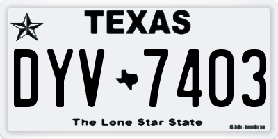 TX license plate DYV7403