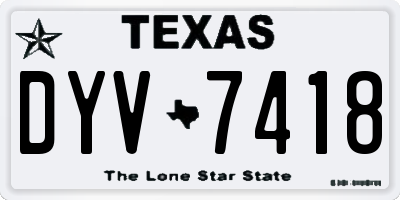 TX license plate DYV7418