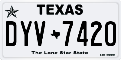 TX license plate DYV7420