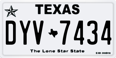 TX license plate DYV7434