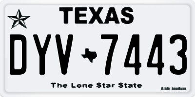 TX license plate DYV7443