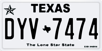 TX license plate DYV7474
